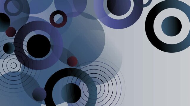Abstract circle pattern background with overlapping rings and soft glowing shapes animation