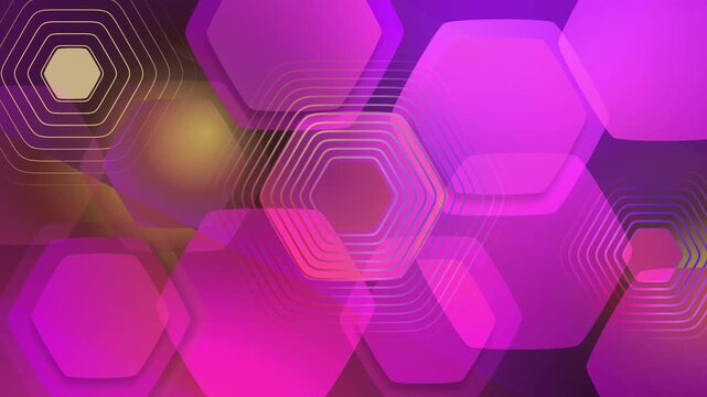 Abstract hexagon background with glowing layered shapes and soft light animation