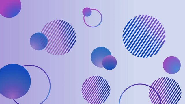 Abstract circles and striped shapes background modern digital design with glowing animation