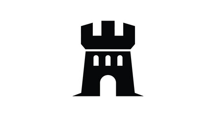 Castle Silhouette Against A White Background Minimalist Black Shape © Morsheda