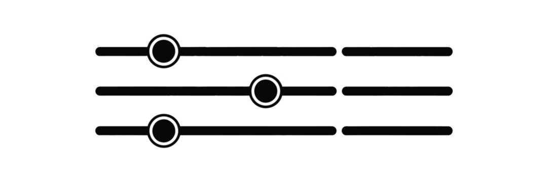 Range slider icons featuring settings controls for volume brightness and user interface design