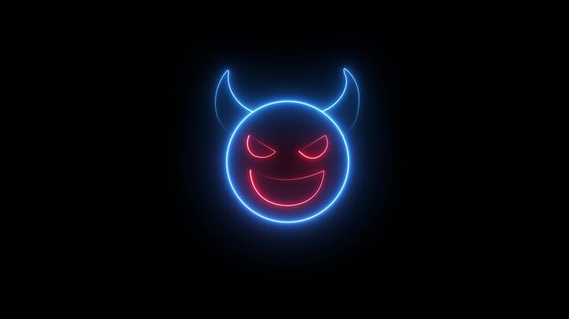 Mischievous Red Devil Emoji Icon with Yellow Horns, Menacing Eyes and Wicked Grin, 4K Animation.....