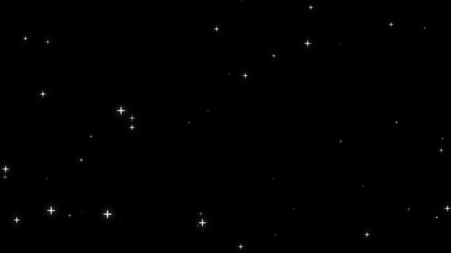 Twinkling white stars animated pattern on dark black background, starfield space night sky glowing starfield space night sky glowing 4K
