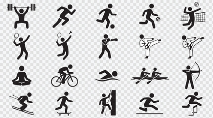 Obraz premium Fitness and Sports Vector — Dynamic vector silhouettes showcasing exercise, training, and athletic movements