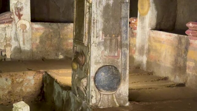 Ancient Etruscan Tomb with Intact Wall Paintings in Cerveteri