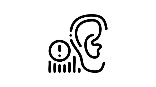 Black human hearing warning icon animation