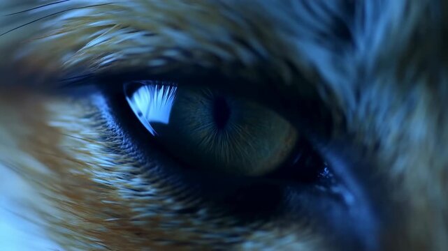 Macro close-up of animal eye with subtle highlight shift, pupil adjustment and glossy surface detail, showing intimate natural texture, soft contrast and focused observation
