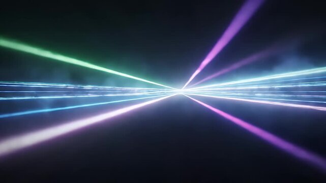 Abstract horizontal light streak with purple and cyan hues against a dark background.
