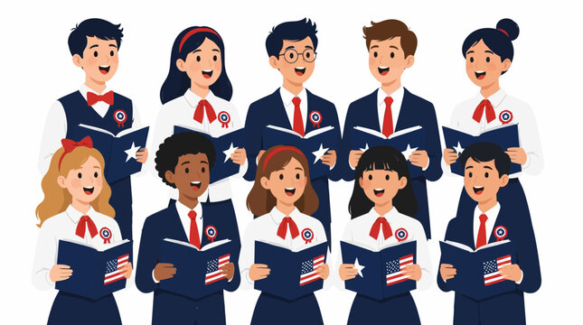 Diverse group of students singing in school choir.