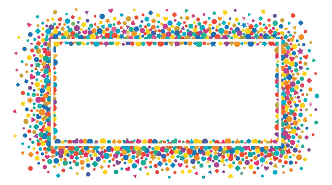 Colorful Confetti Border with White Rectangle Frame