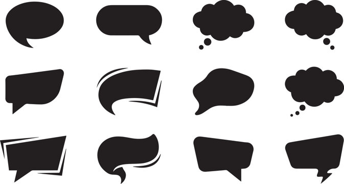 Solid Speech Bubble Chat Vector Icon Set