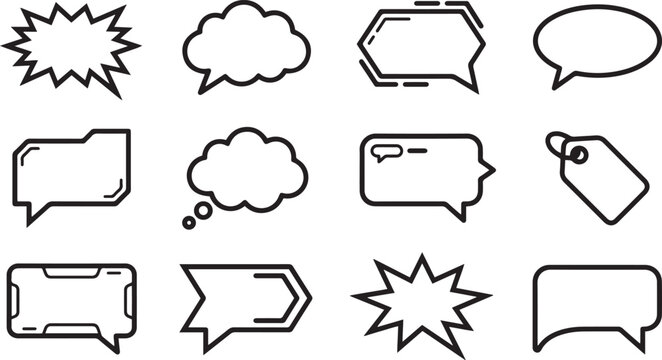 Modern Speech Bubble Outline Vector Icon Set