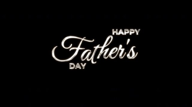 Handwritten Happy Father's Day text animation in silver color. Lettering on transparent background Suitable for greeting cards, overlay video with father's
day theme.

