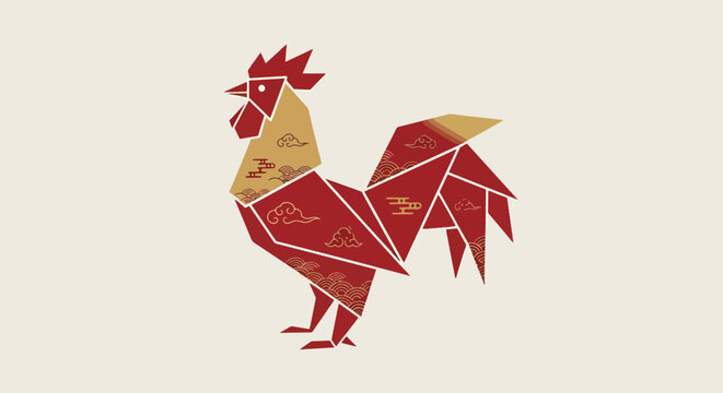 Colorful rooster with vibrant plumage standing proudly.