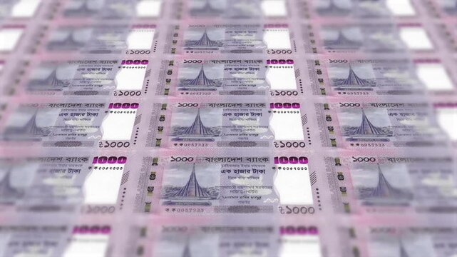 South Korea 10000 Won KRW banknote packs falling loop. South Korean money note fall. 3D seamless looped isolated abstract concept of economy, finance, crisis, success and banking. Green screen.