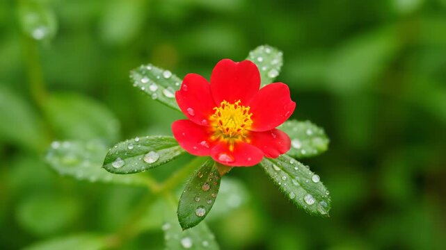 Close up of red flowers with water beads, close up of safflower