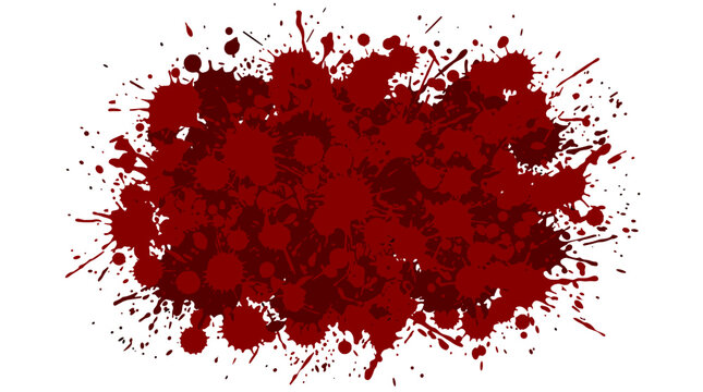 Abstract red blood splatter pattern with irregular shapes and textured appearance