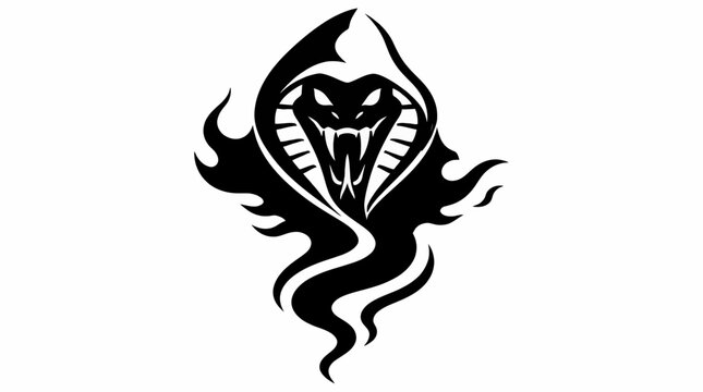 Stylized cobra snake silhouette with smoke trail effect.