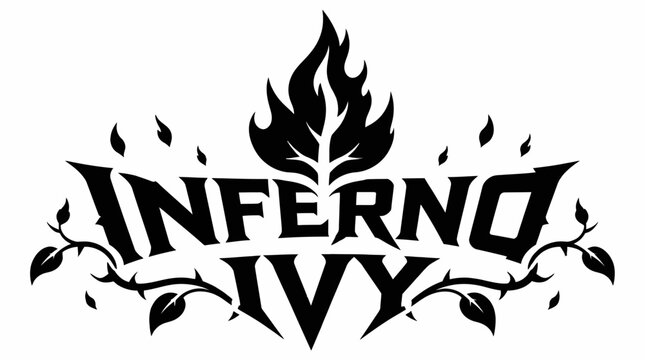 Inferno ivy logo with fire flames and vines.