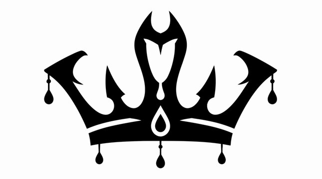 Gothic black crown silhouette with teardrop jewel pendants.