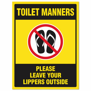 Funny Toilet Sign Requesting Shoes Stay Outside For Cleanliness