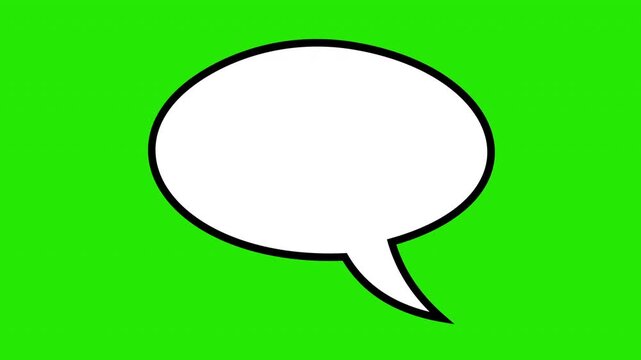 Comic book speech bubble animation on green screen, blank white thought balloon for messaging and dialogue overlay
