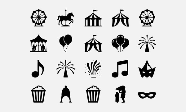 festival icon collection.silhouette icon set