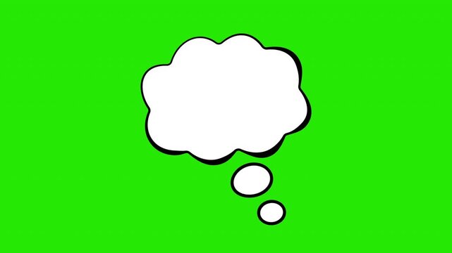 Comic book style thought bubble animation on green screen for creative expression and messaging speech balloon