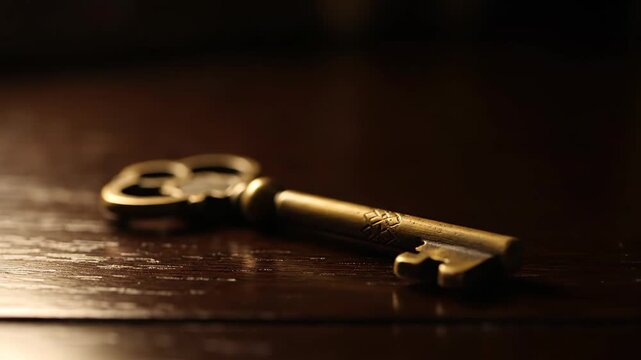Vintage key close-up, vintage brass key close-up