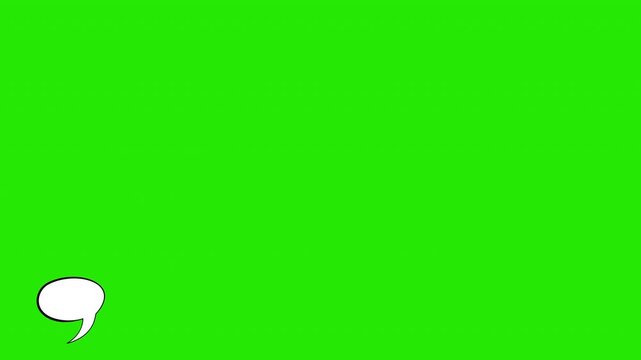 Comic book speech bubble animation on green screen, blank thought balloon overlay for dialogue and messaging