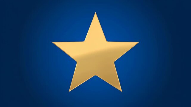 Golden pentagram material with blue background, gold star dynamic background