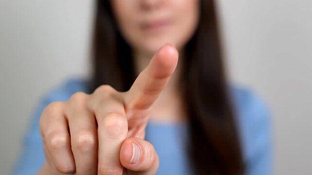 Female finger forward close-up material, female finger forward indication