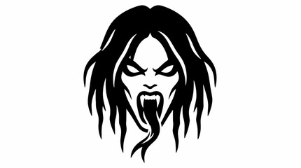 Vampire woman head with fangs and long hair logo. © muhammad