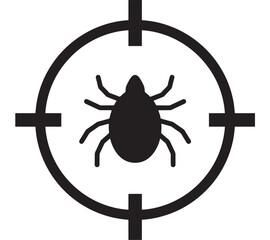 Spider Inside Target Reticle Icon, Black Insect Silhouette on White Background for Security, Pest Control, and Surveillance Concept © Nargis