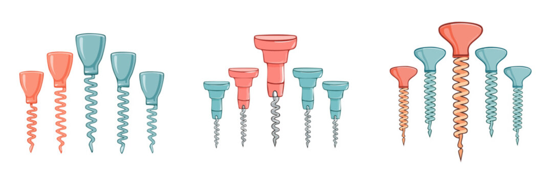 Set of medical bone screws collection for orthopedic surgery