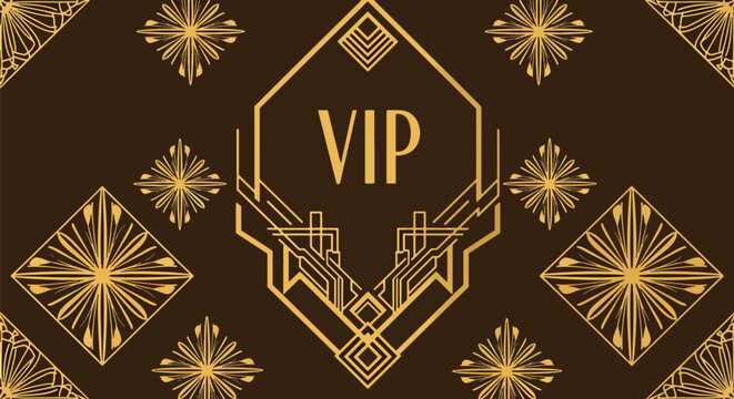 VIP access pass with ornate golden design elements.