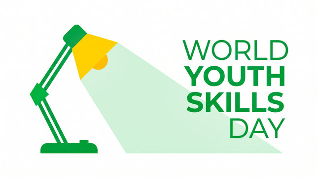 World youth skills day lamp with flag illustration