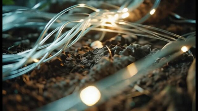 Sparkling Fairy Lights on Dark Earth Ground, Macro Bokeh Magic