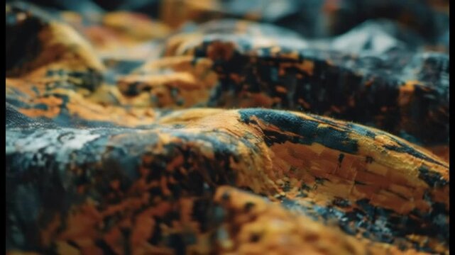 Abstract Textured Background with Marbled Orange, Black, and White Pigments