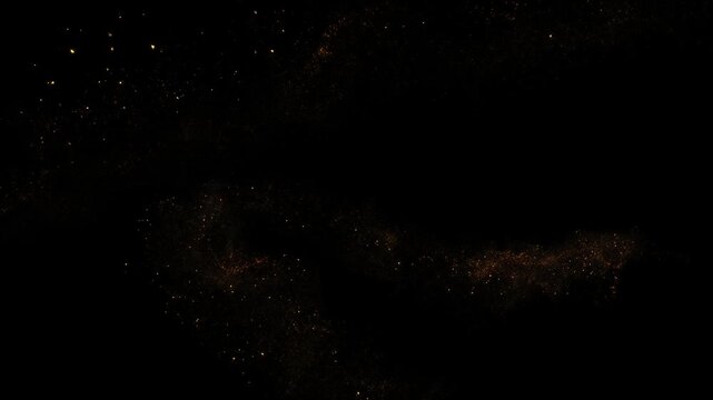 Golden Particles Steam, Gold Dots Flow, Alpha Channel Background 