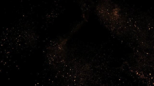 Golden Particles Steam, Gold Dots Flow, Alpha Channel Background 