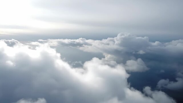 Aerial view of white clouds and flowing clouds, time-lapse photography of the sea of clouds