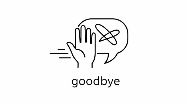 Hand waving goodbye with fingers fluttering in the air.