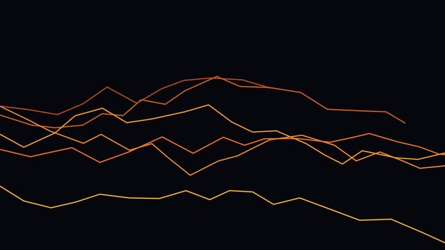 Abstract golden wave lines motion background, dynamic digital flowing data graph animation 4k
