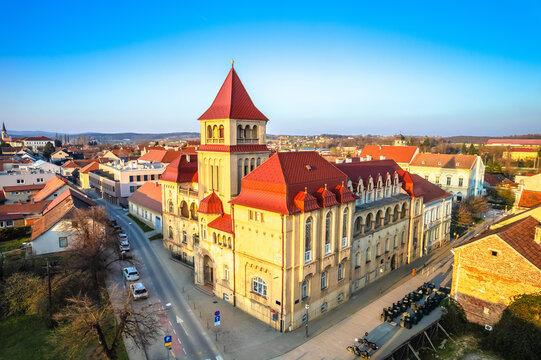 Town of Krizevci hall of culture aerial view