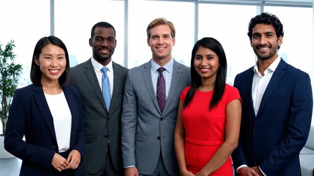 Group photo of Chinese and foreign business people in the office, group photo of business team