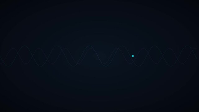 Abstract sine wave animation with moving particle, digital data flow and science 4k background