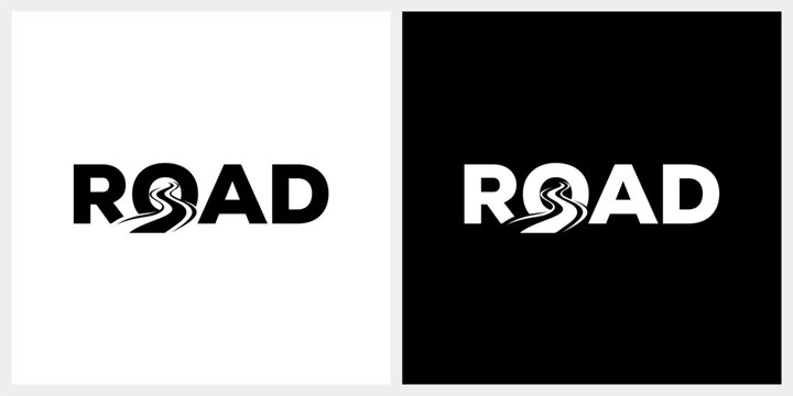 Road typography word mark logo design, road for business transport road street
