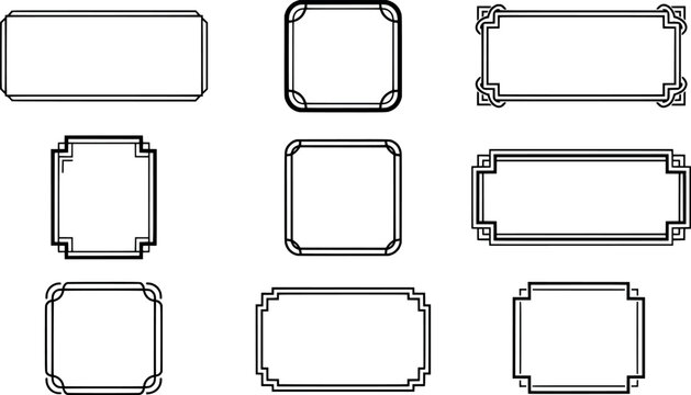 Collection of simple geometric frames and rectangular borders transparent background