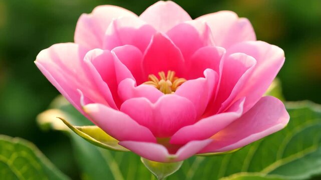 Close-up of a lotus bud about to bloom, the pink flower blooming process